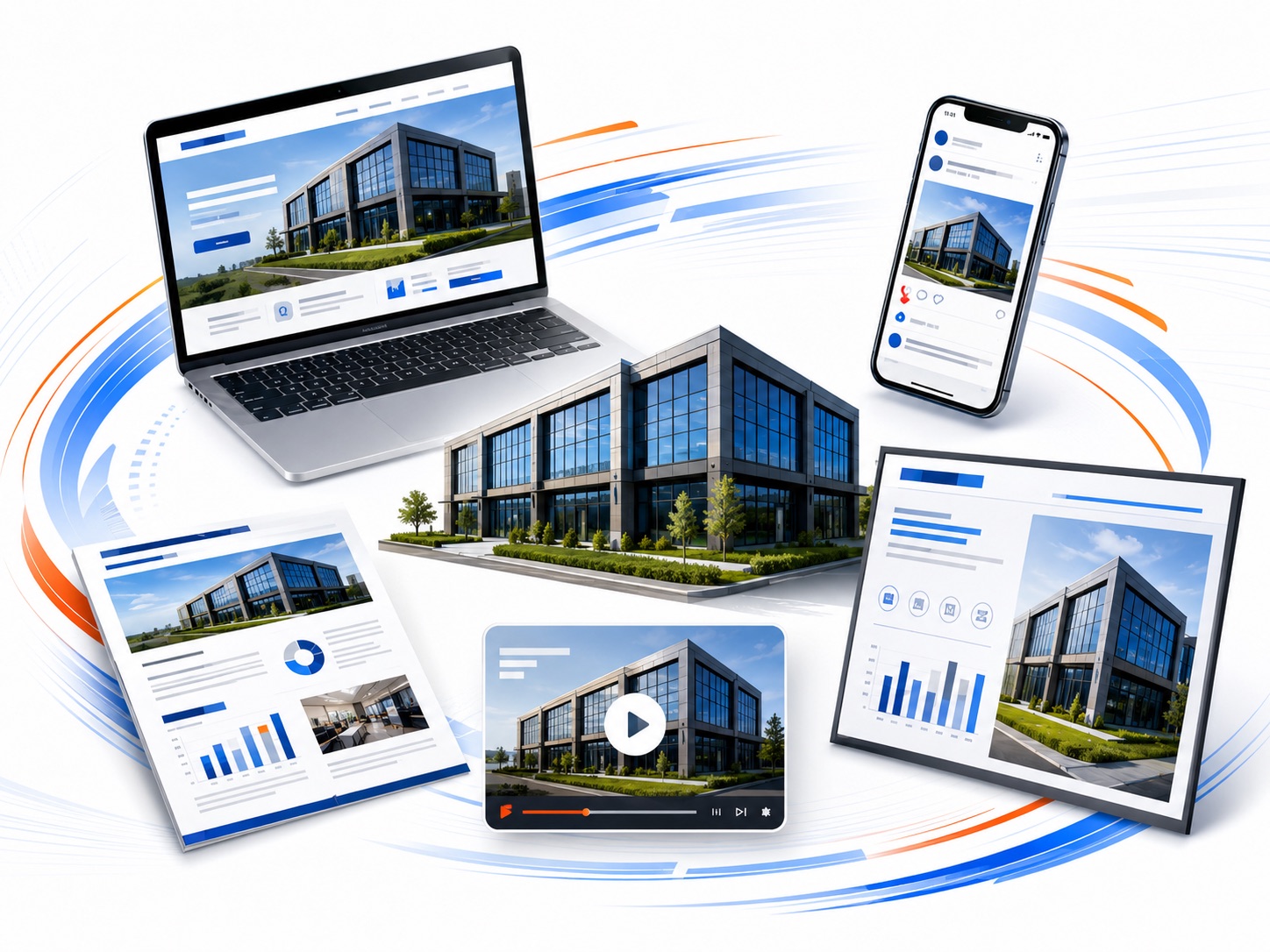 営業、展示会、WEB、SNSへ展開するPR素材の制作イメージ
